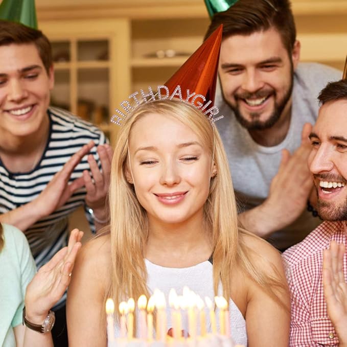 AOPRIE Birthday Crown for Women with Sash Rose Gold Blink Pink Tiara for Women Birthday Girl Headband Princess Crown Rhinestone Party Accessories