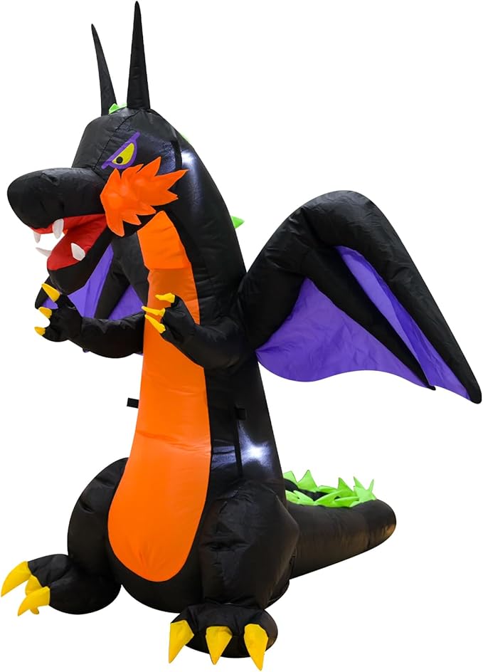 4FT Purple Dinosaur Halloween Inflatable Decor Helloween Blow Up with LED Lights Indoor Outdoor Holiday Party Yard Graden Decoration
