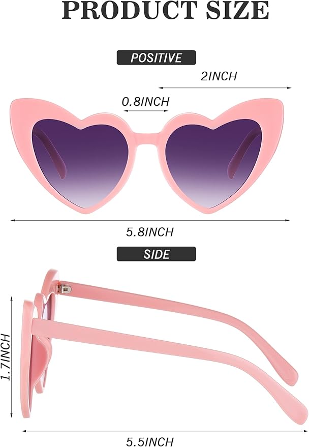 Flutesan 15 Pairs Heart Shaped Sunglasses Vintage Cat Eye Sunglasses for Bachelorette Party Supplies