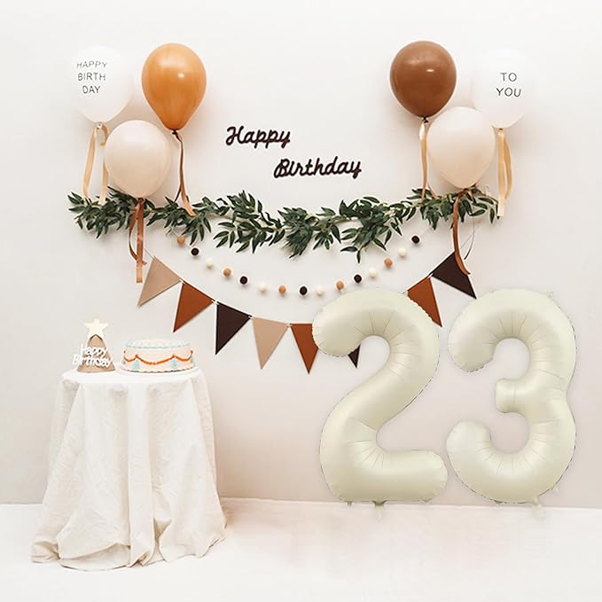40 Inch Large Cream White 32 Balloon Numbers Big Foil Helium Number Balloons Jumbo Happy 32nd Mylar Birthday Party Decorations for Women or Men 23 Anniversary Party Supplies
