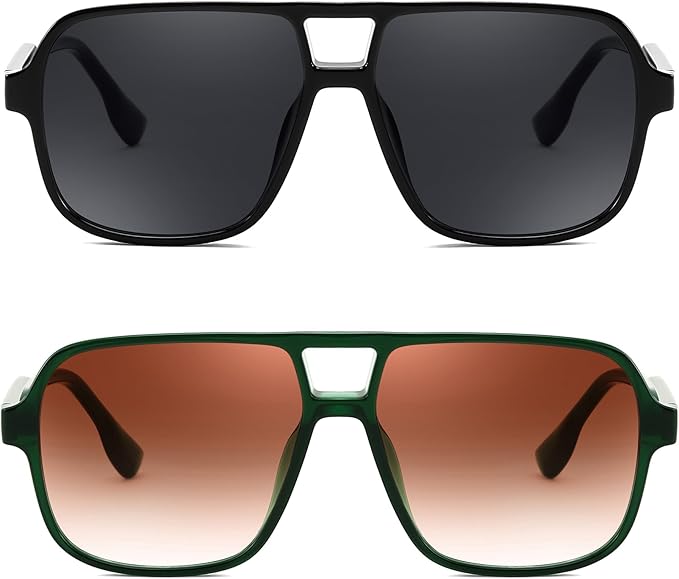 FEISEDY Retro Square Aviator Sunglasses Women Men 70s Vintage Trendy Plastic Frame Sun Glasses B4158