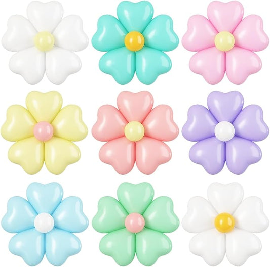 16 Set Flower Balloons DIY Kit,Colorful Heart Balloons Daisy Balloon Flower Heart Shape Balloon Party Decorations for Birthday Valentines Wedding Anniversary