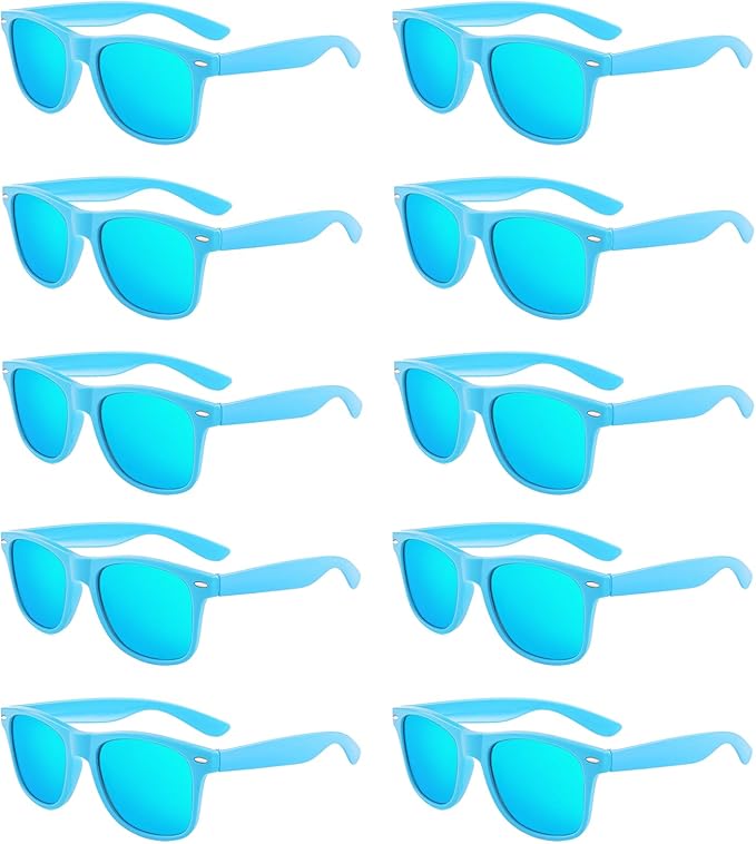 Pibupibu 10/20 Pack Neon Sunglasses for Women Men Bulk, Wholesale 80s Retro Colorful Mirrored Party Glasses Adult Unisex