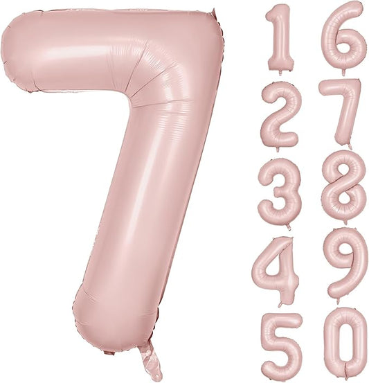 40 inch Pink Number Balloon Light Pink 7 Balloon Matte Pink Number 7 Balloon for 7th Birthday Party Decorations