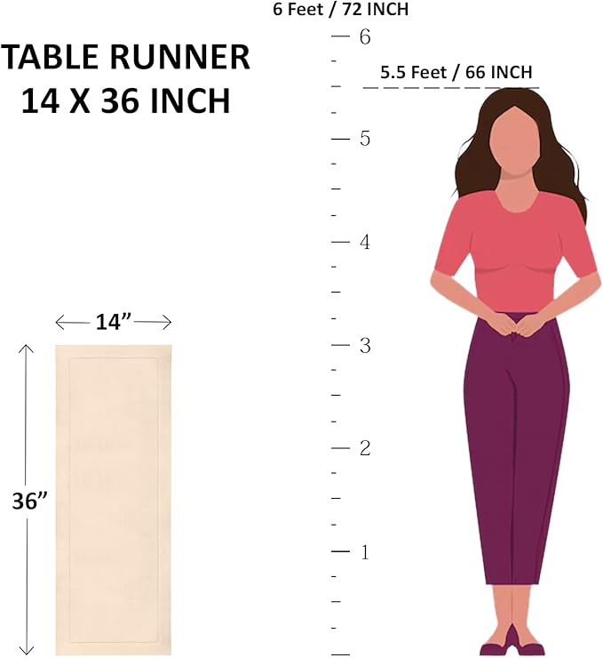 Solino Home Linen Plaid Table Runner 36 Inches - 100% Pure Linen Fall Harvest Table Runner 14 x 36 Inch Ideal for Dresser and Coffee Tables - Thanksgiving, Holiday