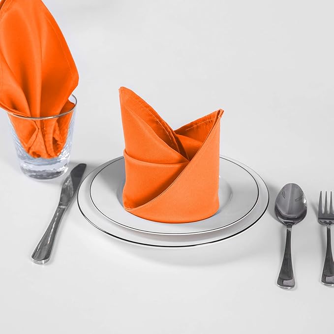 Cupuamon Cloth Napkins 17x17 inch Washable Polyester Dinner Napkins Soft Table Napkins for Wedding Party Dining Banquet(Orange,50PCS)