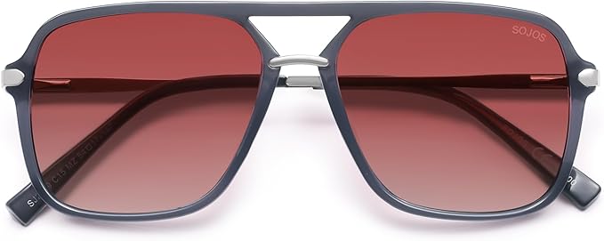 SOJOS Sunglasses for Women & Men, Square, Retro, Polarized Lens, Trendy Aviator, 90s Shades