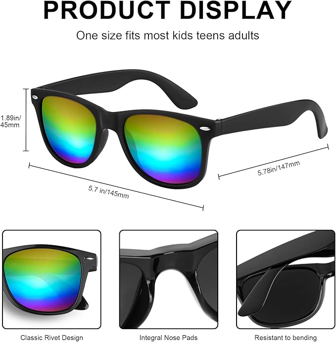 Morcheiong 10-60 Pack Neon Party Sunglasses Unisex Retro Style Party Favors Birthday Beach Pool Party Supplies, 10 Colors