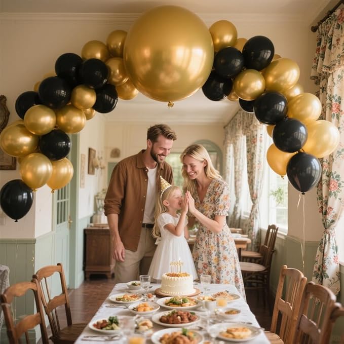 Gold Balloon Arch Kit, 125 Pcs Gold Balloons Different Sizes 18 Inch 12 Inch 10 Inch 5 Inch Metallic Gold Balloons Garland for Birthday Baby Shower Wedding Graduation Party Decoration