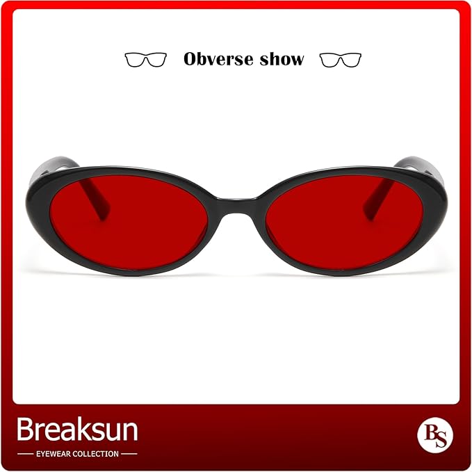 Retro Oval Sunglasses for Women Men Fashion Small Oval Sunglasses 90s Vintage Shades