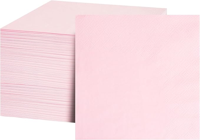 FLOWERCAT 100-Count 2-Ply Pink Cocktail Napkins - Beverage Napkins Disposable Premium Quality - 5" x 5" Pink Paper Napkins for Party & Mother's Day,Bar,Weddings,Birthday
