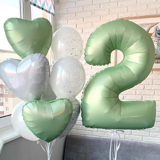 40 Inch Green Number 6 Balloon Olive Green Foil Balloons Sage Green 6 Balloons Mylar Helium Balloon for Birthday Party Decorations Girls Boys Baby Shower Wedding Anniversary Decoration (Number 6)
