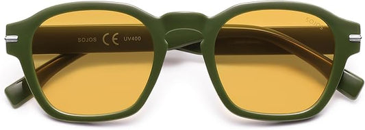 SOJOS Vintage Retro Square Polarized Sunglasses Men Standard Fit Trendy Womens Sun Glasses SJ2382