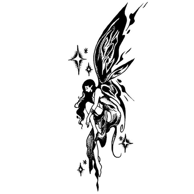 INKARTLINK Tattoo Tech, 2 Sheets Large Semi Permanent Tattoo, Adult Art Design Temporary Tattoos, Lasts 1-2 Weeks, Waterproof, Realistic Look, No Adhesive, No Reflection (Elf Design)