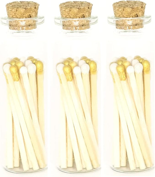 River Birch Decorative Matches in a Bottle with Striker - Colored - 3 Bottles, Wedding Blend Tip, 60 Matches