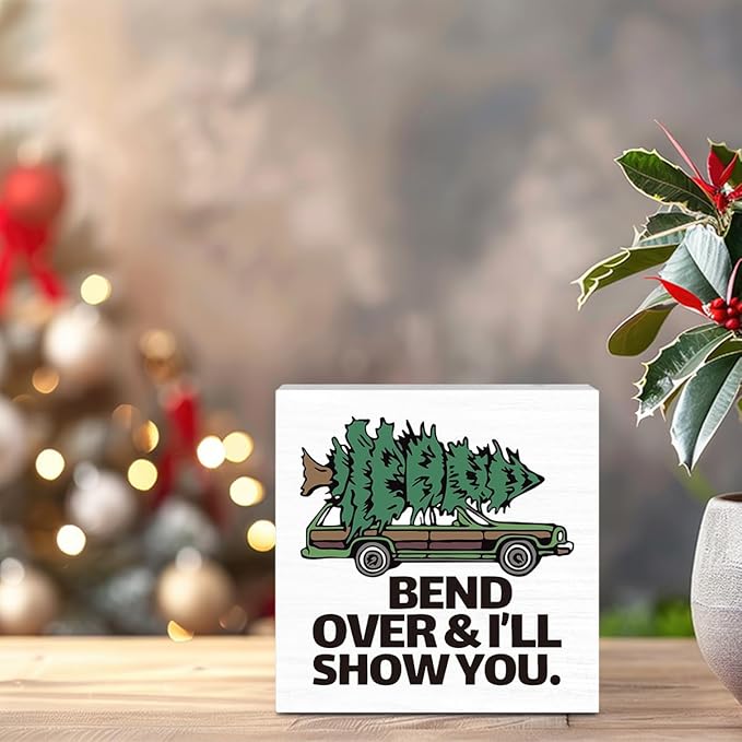 Christmas Vacation Decorations for Home Christmas Holiday Decor for Office Table Kitchen Merry Xmas Decorations for Bathroom Bedroom 5 x 5 Inch