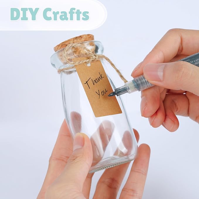 OurWarm 3.4oz Small Glass Jars with Lids, 12PCS Mini Glass Jars with Cork Twine Tags & Stickers, Versatile Potion Bottle Honey Spice Vials Candy Jars for DIY Crafts Birthday Wedding Gifts Party Favors