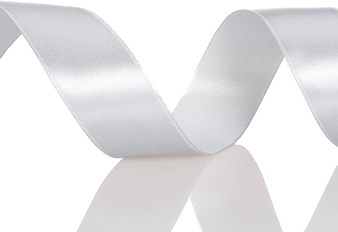 1 Inch Silver Solid Satin Ribbon, 50 Yards Craft Fabric Ribbon for Gift Wrapping Floral Bouquets Wedding Party Decoration