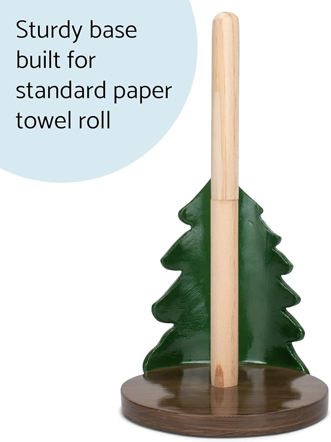 Elanze Designs Forest and Bear 12 inch Resin and Wood Paper Towel Holder