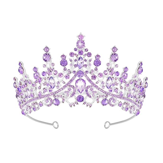 Schmoopy Tiara Crown for Women, Hair Accessories for Party Wedding (B-Purple)
