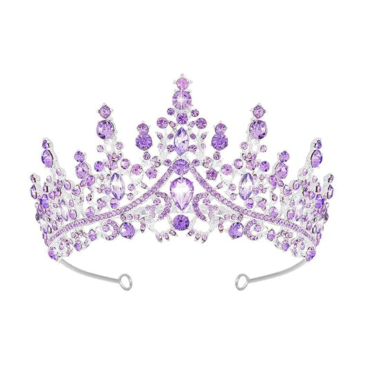 Schmoopy Tiara Crown for Women, Hair Accessories for Party Wedding (B-Purple)