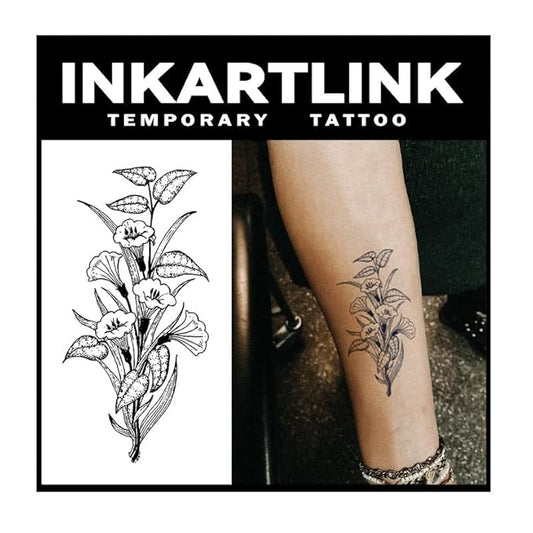 INKARTLINK Tattoo Tech, 2 Sheets Large Semi Permanent Tattoo, Adult Art Design Temporary Tattoos, Lasts 1-2 Weeks, Waterproof, Realistic Look, No Reflection (Flora Sketch)