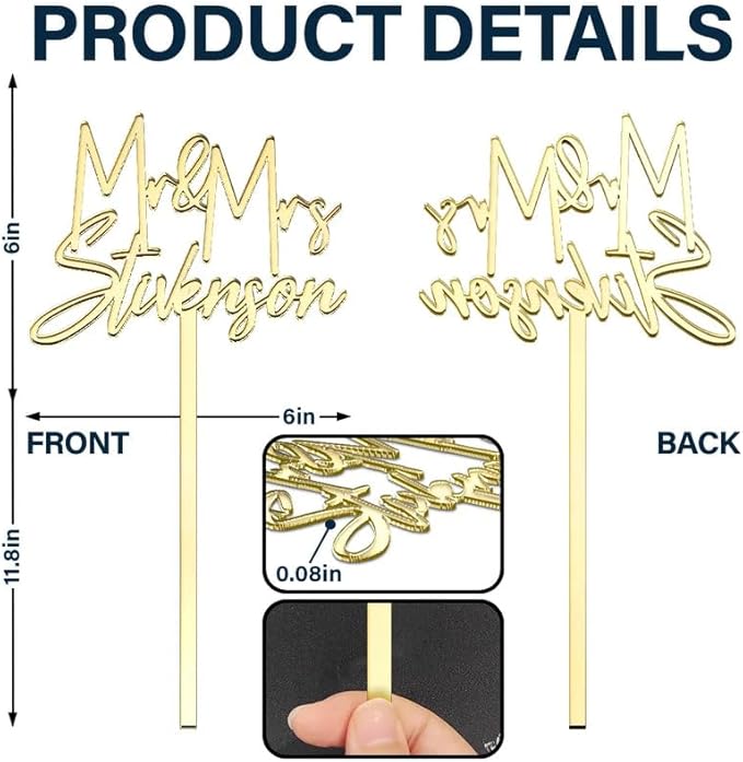 Personalized Cake Topper - Wedding Decoration, Anniversary Keepsake, Couple Celebration Gift - Mr & Mrs Anniversary, Wedding Gift