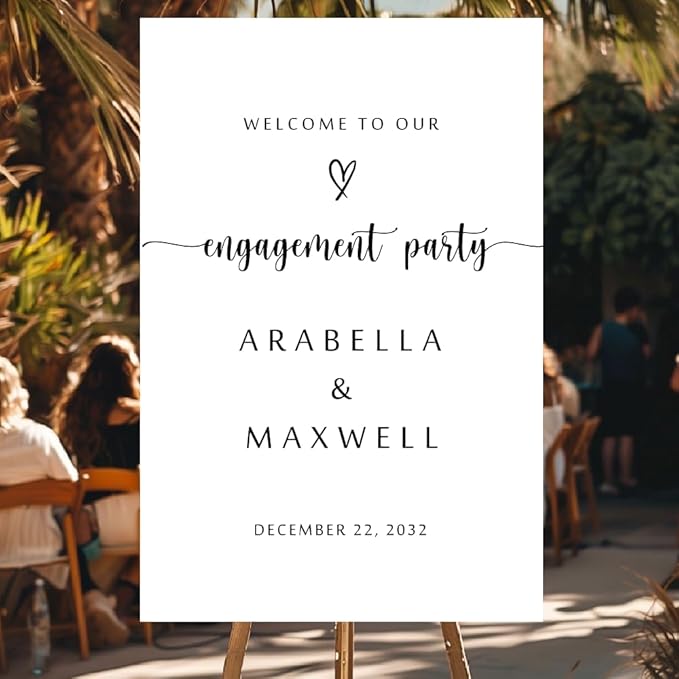 Personalized Engagement Welcome Sign – Minimalist Engagement Party Yard Sign – We’re Engaged Signs – Engagement Party Decorations for Couple - She Said Yes! (Version 7)