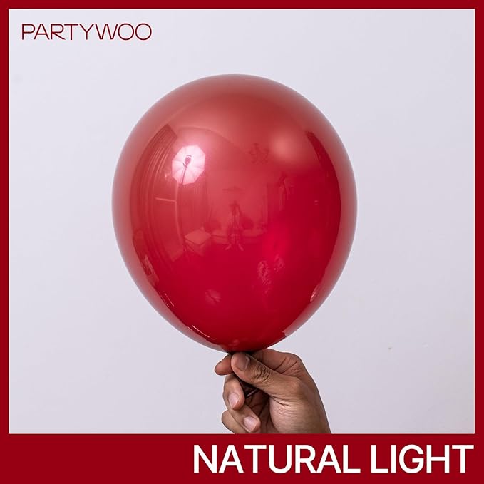 PartyWoo Maroon Balloons 100 pcs 12 Inch Burgundy Ruby Red Dark Red Latex Helium Balloons for Graduation Birthday Valentine's Day Thanksgiving Wedding Anniversary Party Decorations Red-Y75