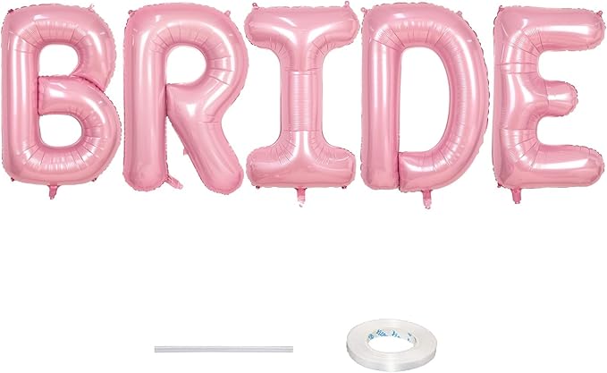 40 Inch Pastel Pink BRIDE Balloons Bachelorette for Bridal Shower, Light Pink BRIDE Mylar Foil Balloon Letter, Baby Pearl Pink Alphabet Balloon for Wedding Engagement Bride to be Party Decorations
