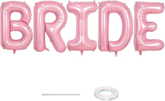 40 Inch Pastel Pink BRIDE Balloons Bachelorette for Bridal Shower, Light Pink BRIDE Mylar Foil Balloon Letter, Baby Pearl Pink Alphabet Balloon for Wedding Engagement Bride to be Party Decorations