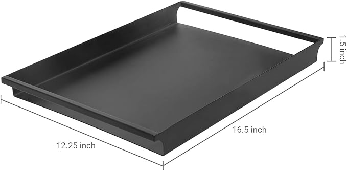 MyGift Decorative Serving Tray - Vintage Style Matte Black Metal Ottoman Coffee Table/Vanity Tray with Sleek Rounded Cutout Handles