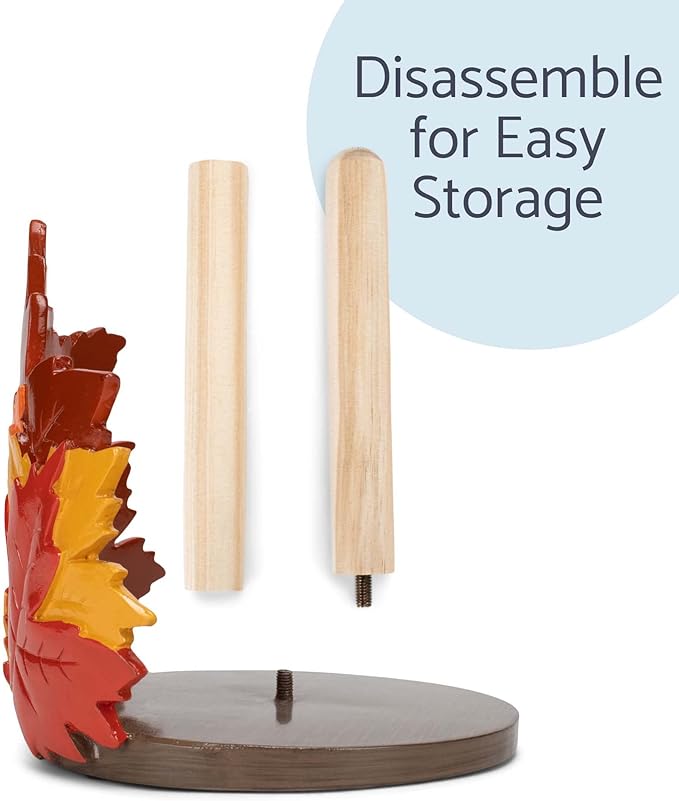 Elanze Designs Fall Leaves 12 inch Resin and Wood Harvest Paper Towel Holder