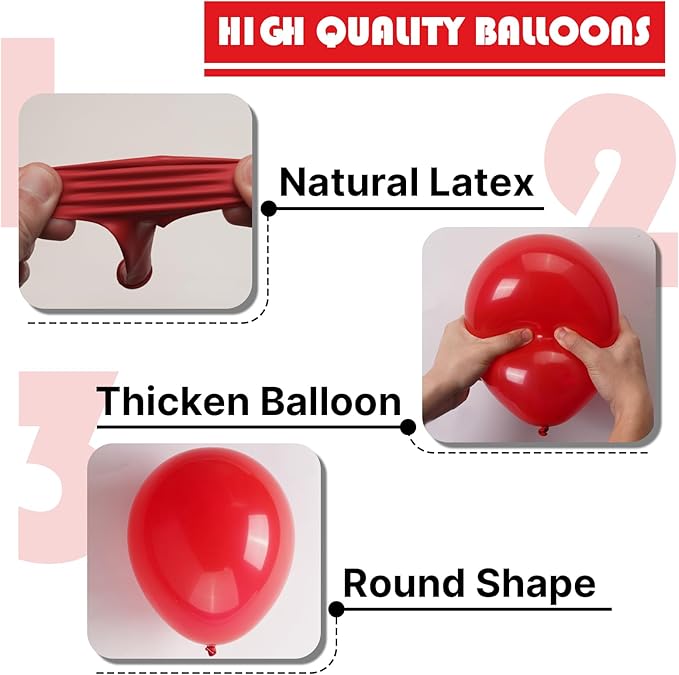 PartyWoo Red Balloons 100 pcs Different Sizes of 18 12 10 5 Inch Matte Red Latex Balloon Arch Kit Garland for Valentine's Day Graduation Memorial Day Christmas Birthday Party Decorations Red-Y57