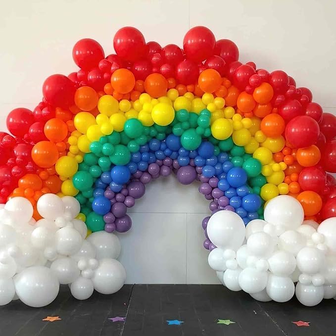 PartyWoo Assorted Colors Rainbow Balloons 50 pcs 12 Inch Multicolor Colorful Latex Helium Balloon for Graduation Baby Shower Unicorn Fiesta Flower Spring Rainbow Theme Birthday Party Decorations