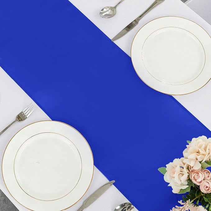 5 Pack Satin Table Runner Royal Blue 12 x 108 Inch Long,Satin Silk Table Runner for Wedding,Birthday Party and Banquet(Royal Blue,5 Pack)