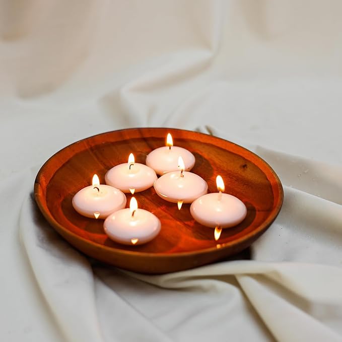 24 Pack White Floating Candles-2 inch-Long Lasting Burning time,Unscented White Candle for Weddings,Holidays,and Home Decor,Creating a Warm Atmosphere