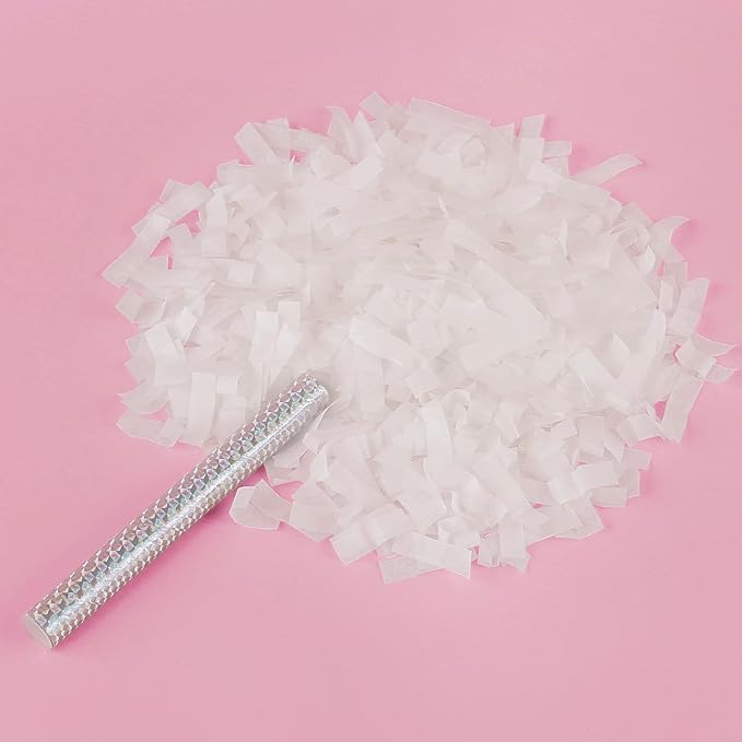 BATTIFE 40Pack White Confetti Wands, Tissue Paper Confetti Flick Flutter Sticks for Wedding Celebrations, Anniversary, Birthday Party, 7.8inch