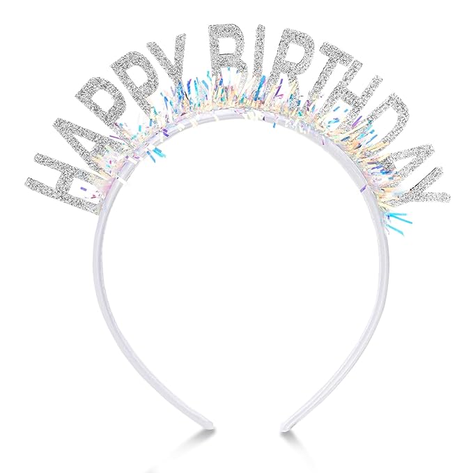 Birthday Headband Tiara, Happy Birthday Headband Tiara Accessories for Women, Silver Tiaras Crown Accessories Decorations Party Favors for Girl Princess