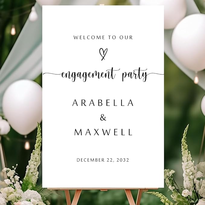 Personalized Engagement Welcome Sign – Minimalist Engagement Party Yard Sign – We’re Engaged Signs – Engagement Party Decorations for Couple - She Said Yes! (Version 7)
