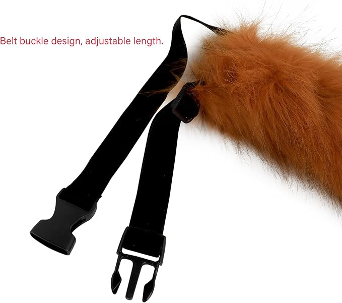 Adolala Faux Fur Fox Tail Cat Wolf Set Plush Mask Fluffy Paw Gloves Halloween Christmas Party for Women