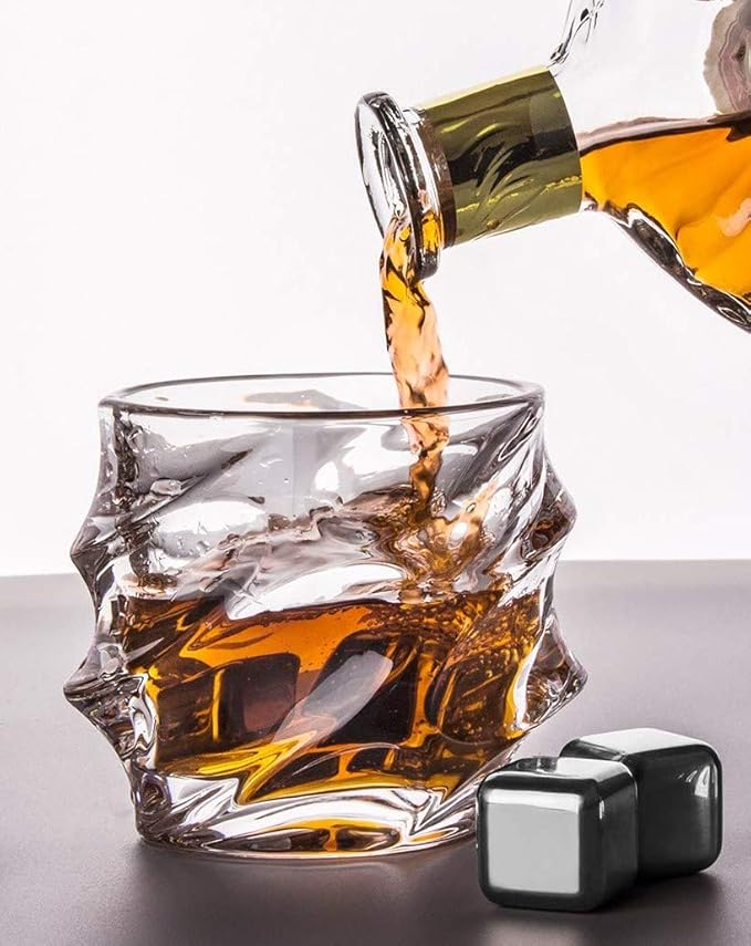 Premium Crystal Whiskey Glasses Set of 6 Large Lead-Free Crystal Glass Tasting Cups Scotch Glasses Tumblers for Drinking Irish Whisky Bourbon Tequila (Iceberg, 6 * 10 oz)