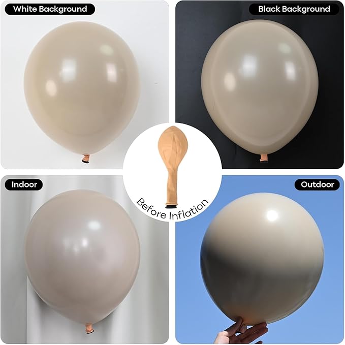Neutral Balloons Arch Kit, Cream Peach Boho Balloons Garland with Double Stuffed Sand White Balloon and Light Pink Balloon for Baby Shower Birthday Wedding Bridal Shower Party Decorations