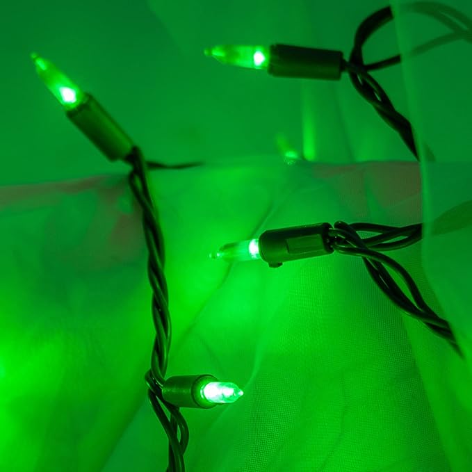 YULETIME Green LED Christmas Lights 200 Count 50 ft, Pack of 2 Strands 25 ft 100 Lights UL Certified String Light Set (Green)