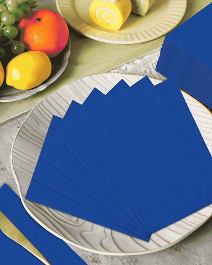 qiqee Klein Blue Paper Napkins 13 * 16inch Guest Paper Disposable Towels Napkin Paper Hand Towels for Wedding, Dinner, Birthday Party, Dessert Cocktail ＆ Kitchen Napkins（ 120 Count）