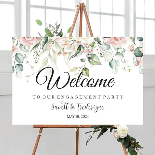 Personalized Engagement Welcome Sign, Engagement Party Sign, Engagement Decor, Engagement Decorations, Engagement Sign, Engaged Sign, Engaged Welcome Sign UNIPROSIGNS #17, Version-17