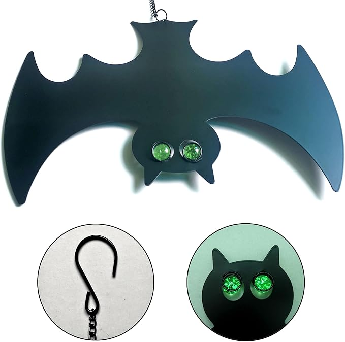 Metal Bats, Silhouette Pendant Outdoors Halloween Yard Decorations, Set of 3