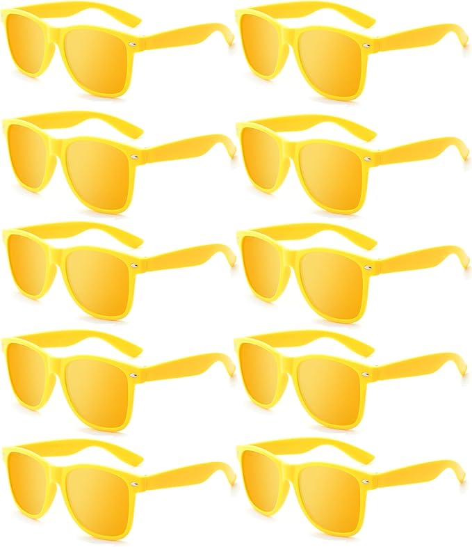 Fsmiling Yellow Sunglasses Bulk Adult Party Sunglasses 80s Sunglasses Pack for Men Women Easter Party Favors-10Pack