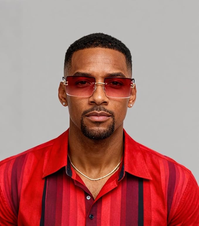 FEISEDY Vintage Rimless Sunglasses Rectangle Frameless Candy Color Glasses Women Men B2642
