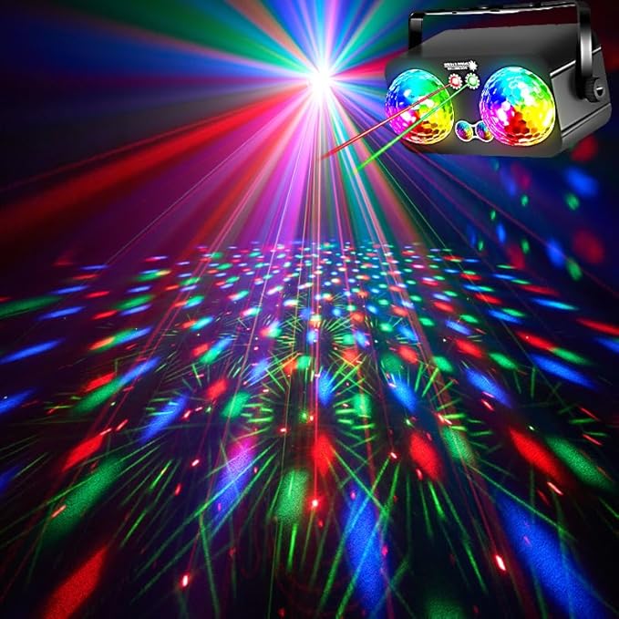 Disco Ball Disco Light, Disco Ball Decor Party Lights Strobe DJ Lights for Party with Dual Disco Balls Sound Activated with Remote Control for Christams Halloween KTV Club Party